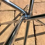 Chrome table and smoked glass