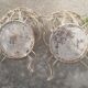 Set of 2 garden chairs and wrought iron pedestal table