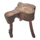 Brutalist solid wood tripod stool