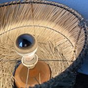 Lampe années 50 bois et paille
