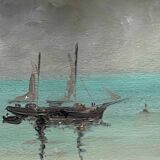 HSP Marine painting "Sailboat in gray weather" + frame
