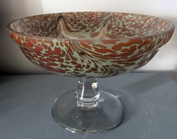 Coupe à fruit verre clichy pâte de verre soufllé