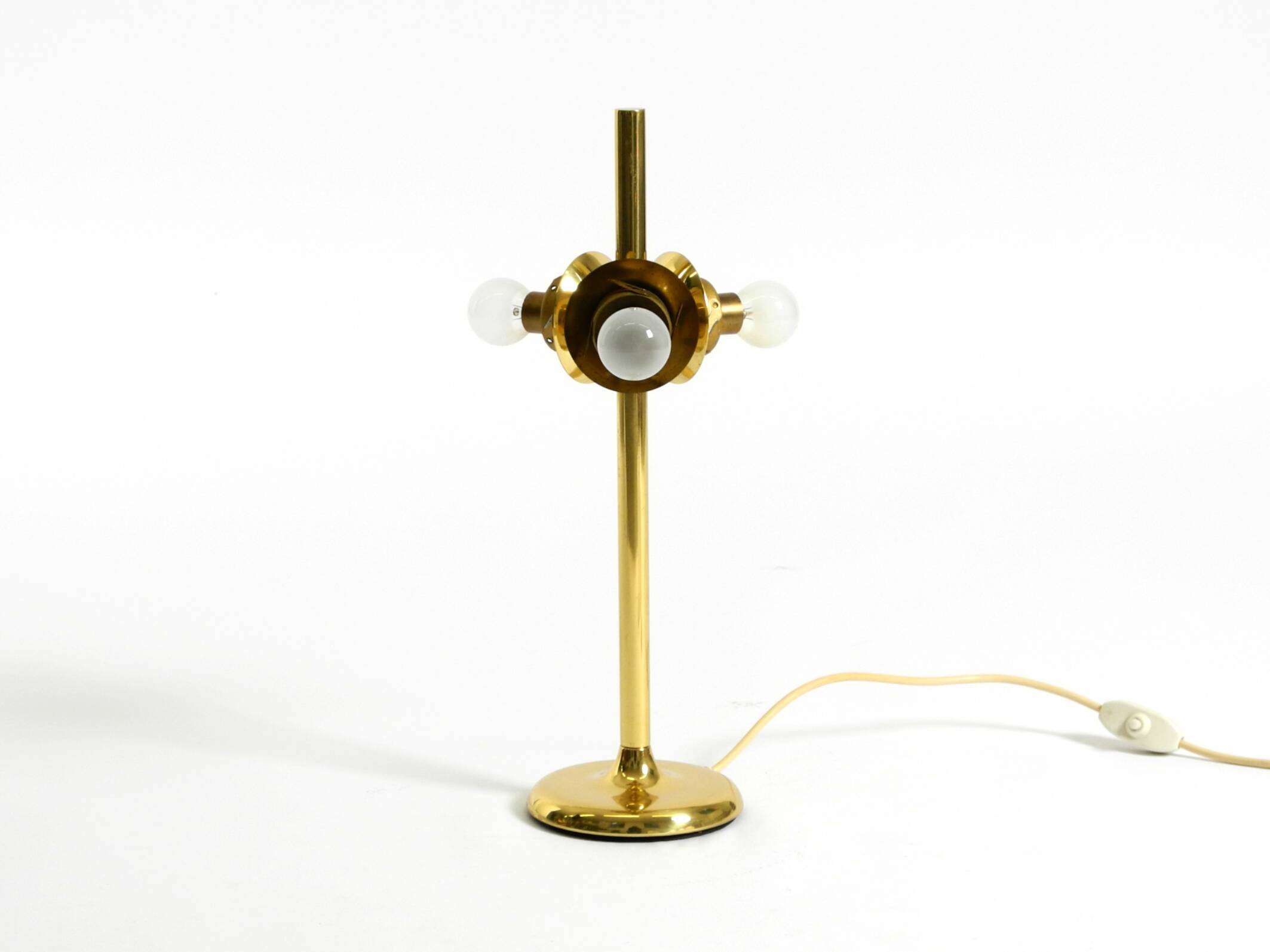 1960s Space Age brass table lamp by Kaiser Leuchten  with 3 glass globes