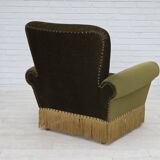 1970s, Danish lounge chair, high, furniture velour, ash wood legs.