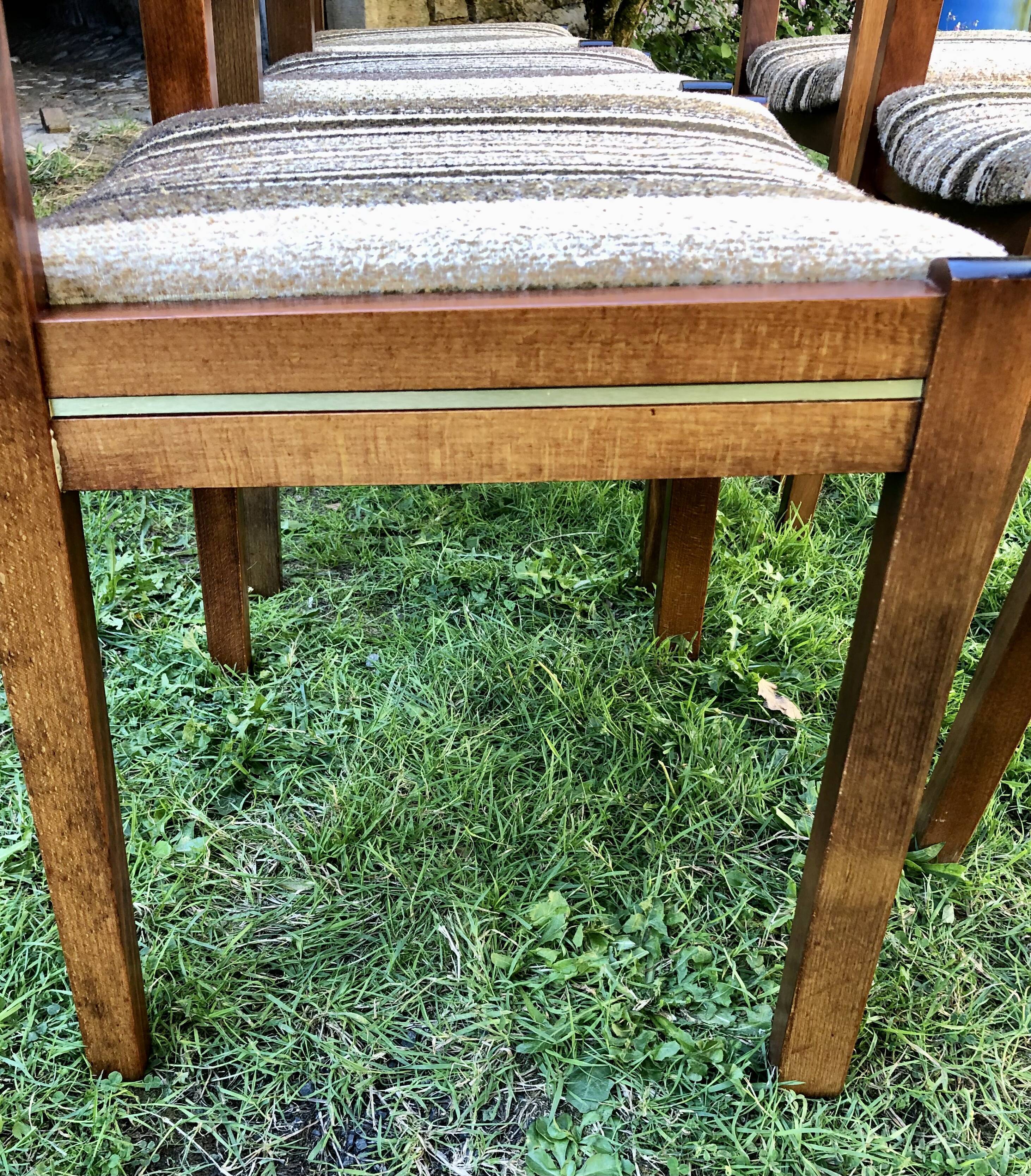 Chairs wood and striped antique fabrics