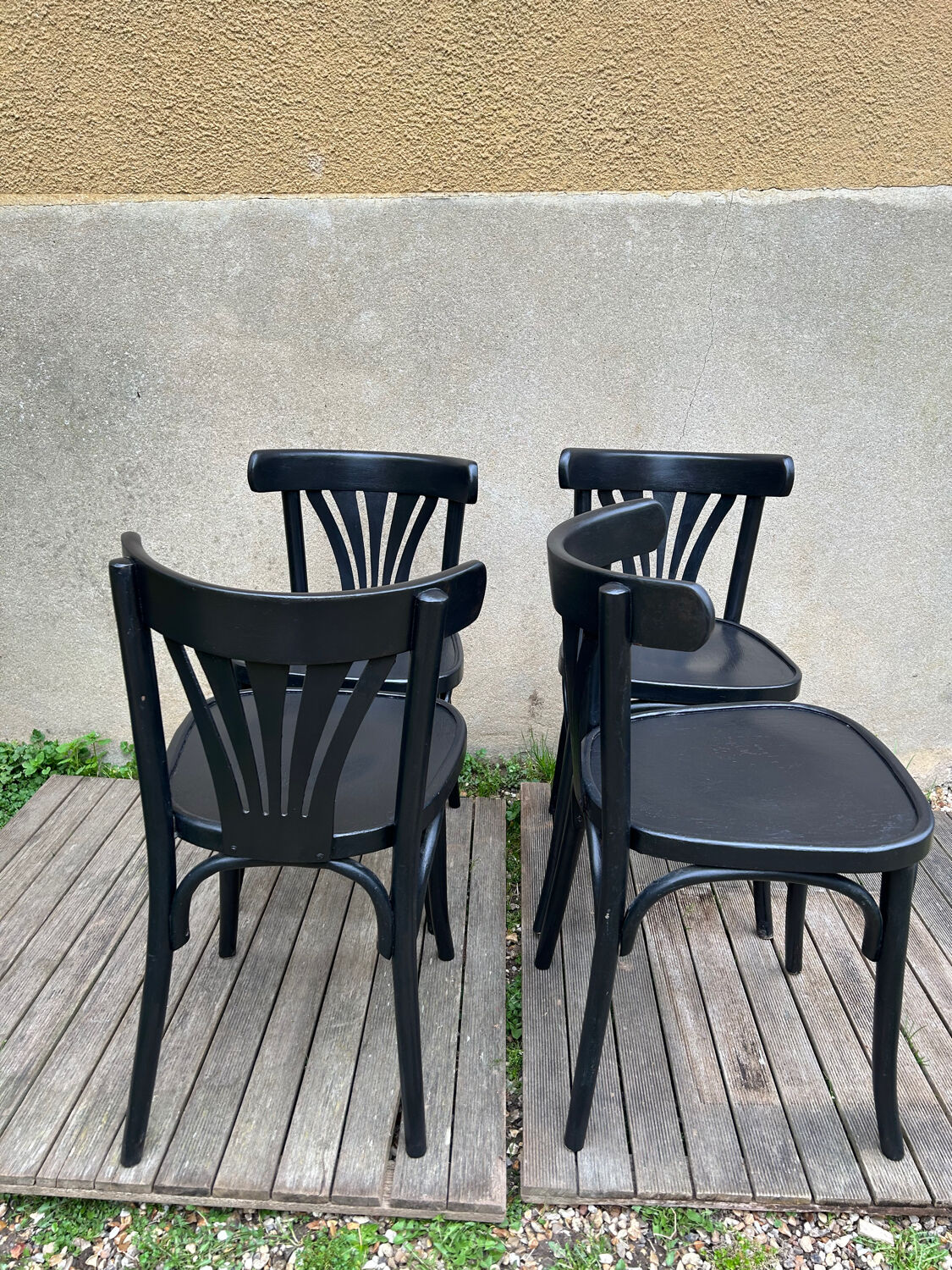 4 vintage black bistro chairs