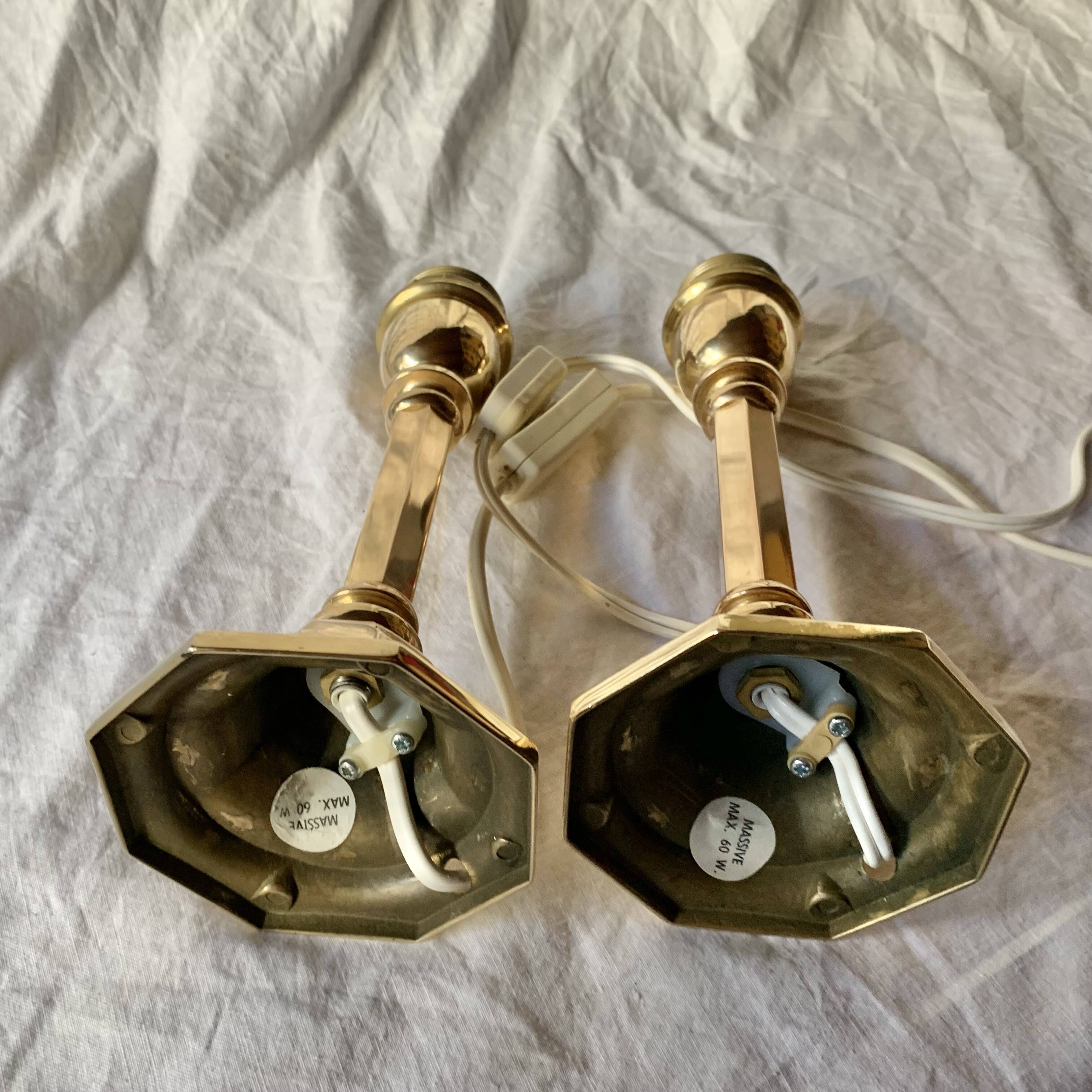 Pair of vintage brass lamp bases