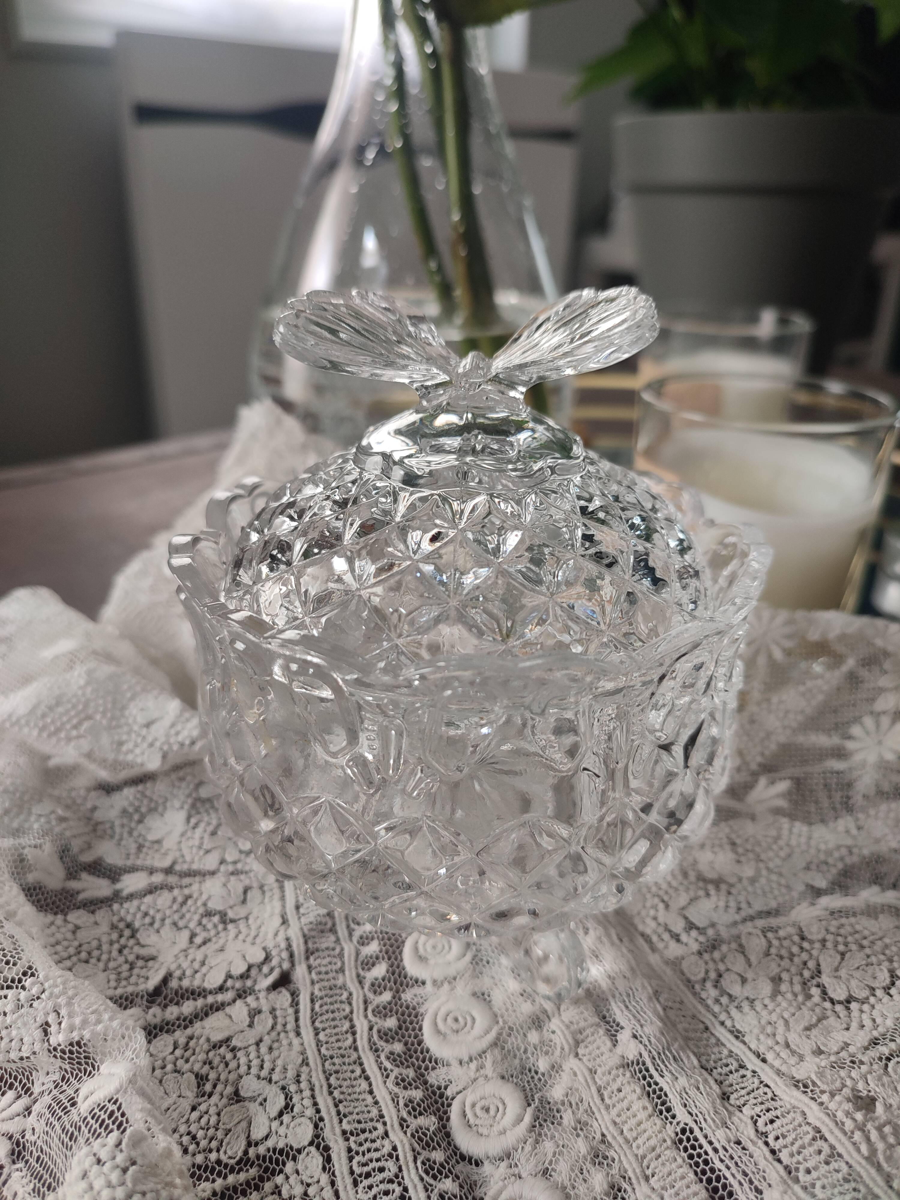 Butterfly crystal glass candy box