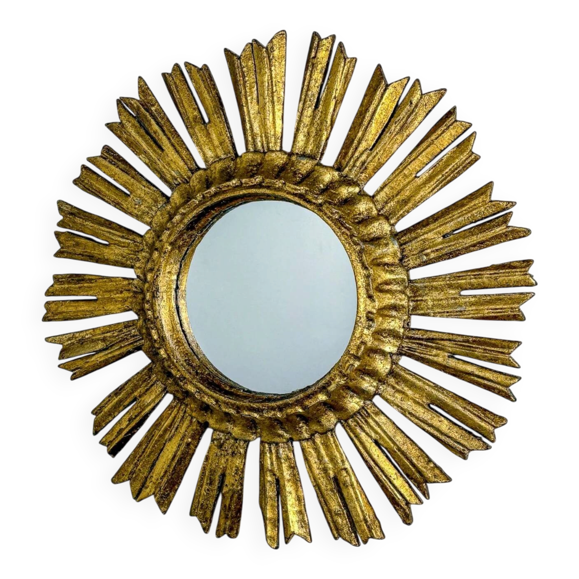 Mid-century gilded wooden sunburst mirror, Italy, 1950