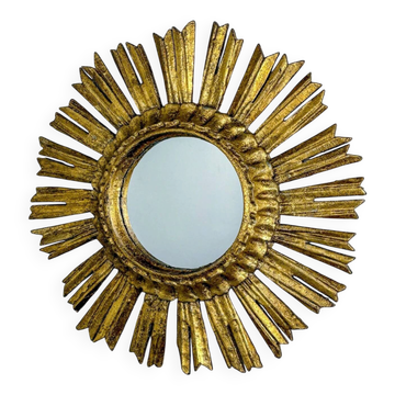 Mid-century gilded wooden sunburst mirror, Italy, 1950