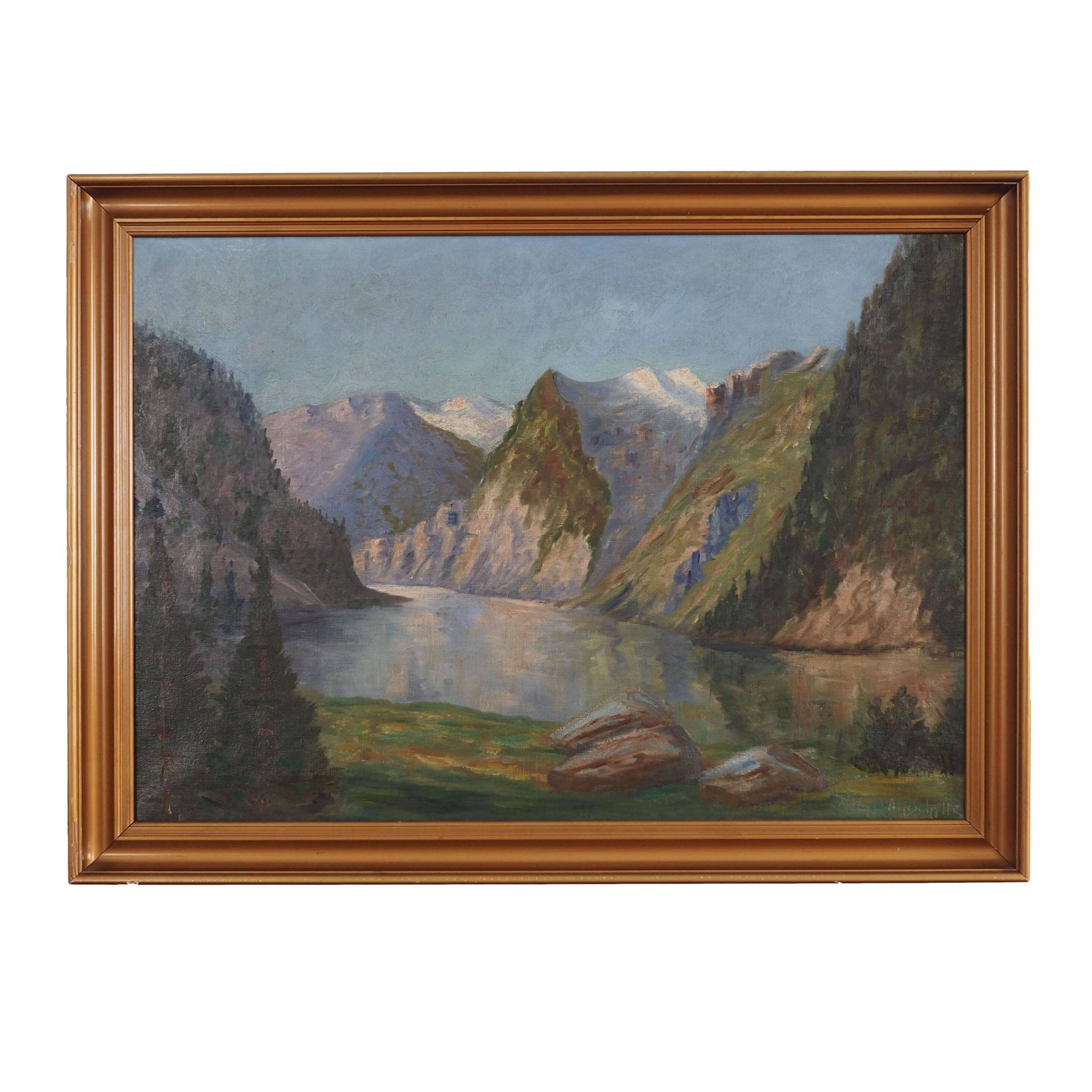 Painting "The River in the Mountains”, Scandinavian design, 1970s