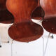 5 chaises style fourmi en contreplaqué moulé et métal chromé, esprit s