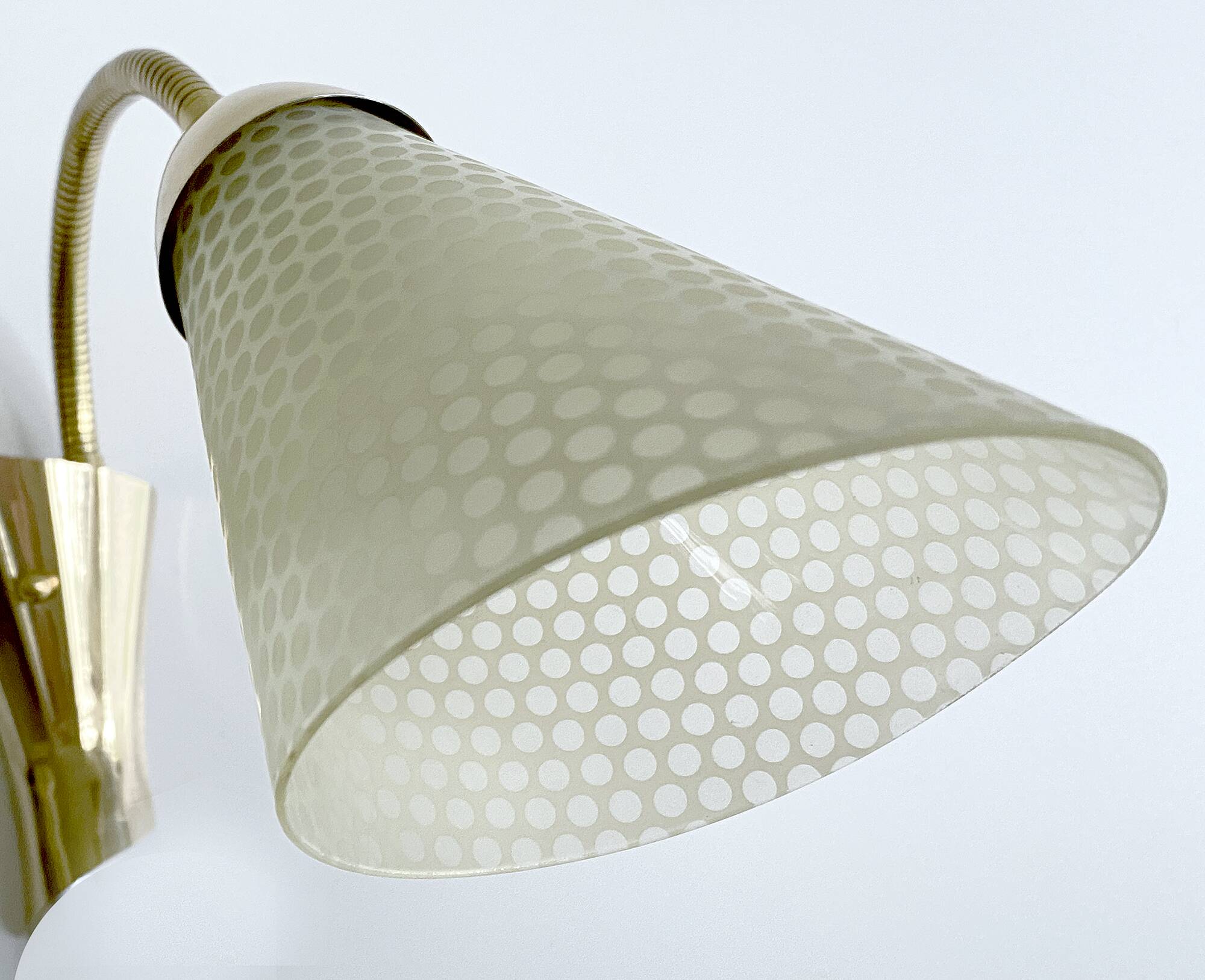 Large Vintage Glass Brass Wall Lamp