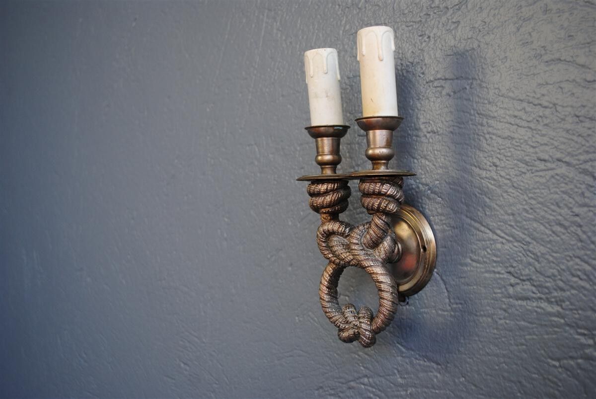 Set of 4 wall ropes tied in bronze silver 1940