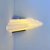 Vintage Murano opal glass corner wall lamp, by Vetri Italy 1970
