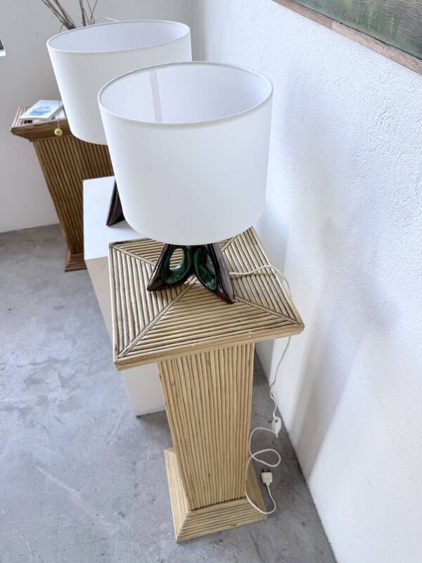 Paire de lampes céramiques forme libre triangle