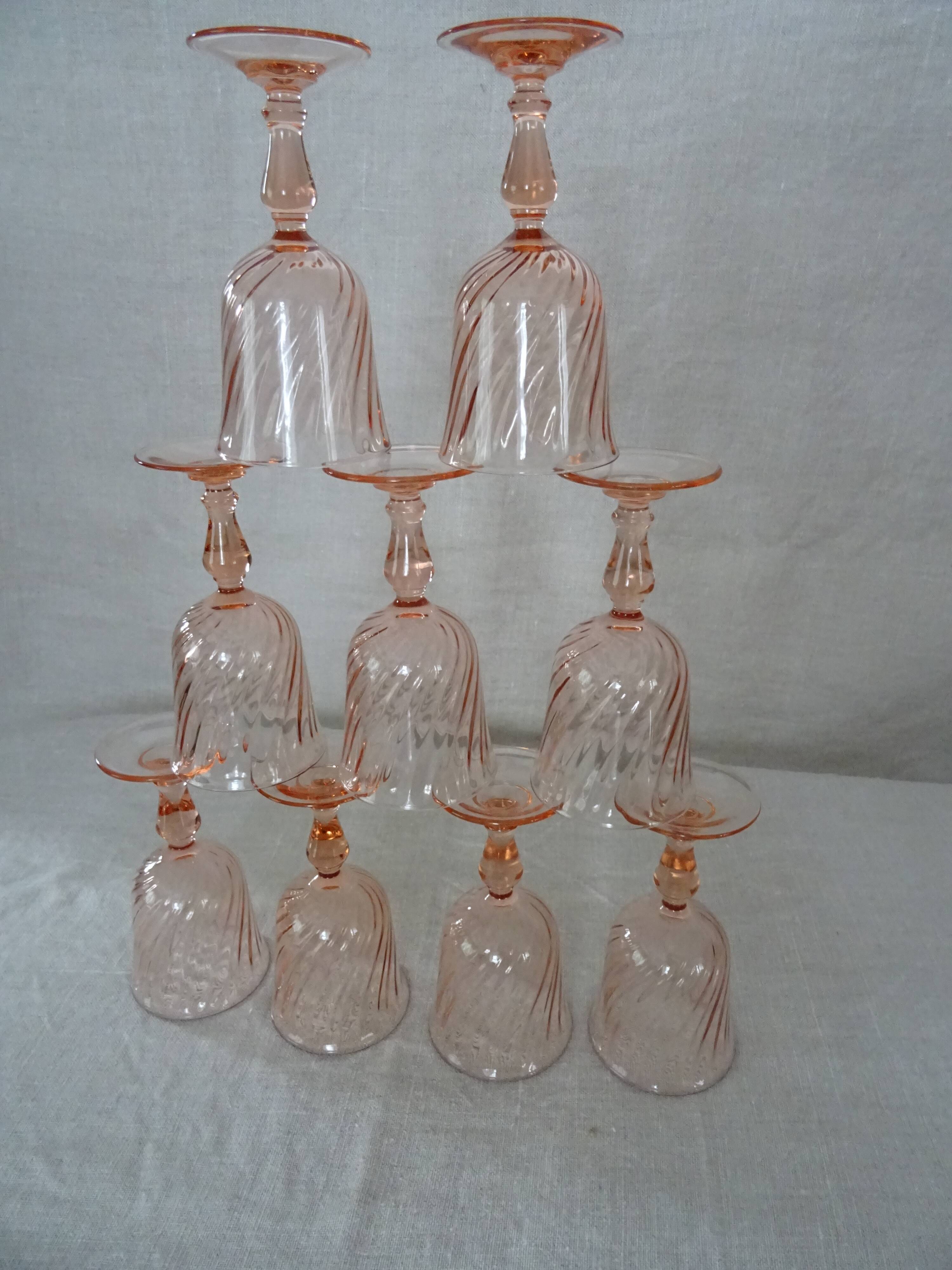 9 glasses Rosaline twist pink aroroc luminarc