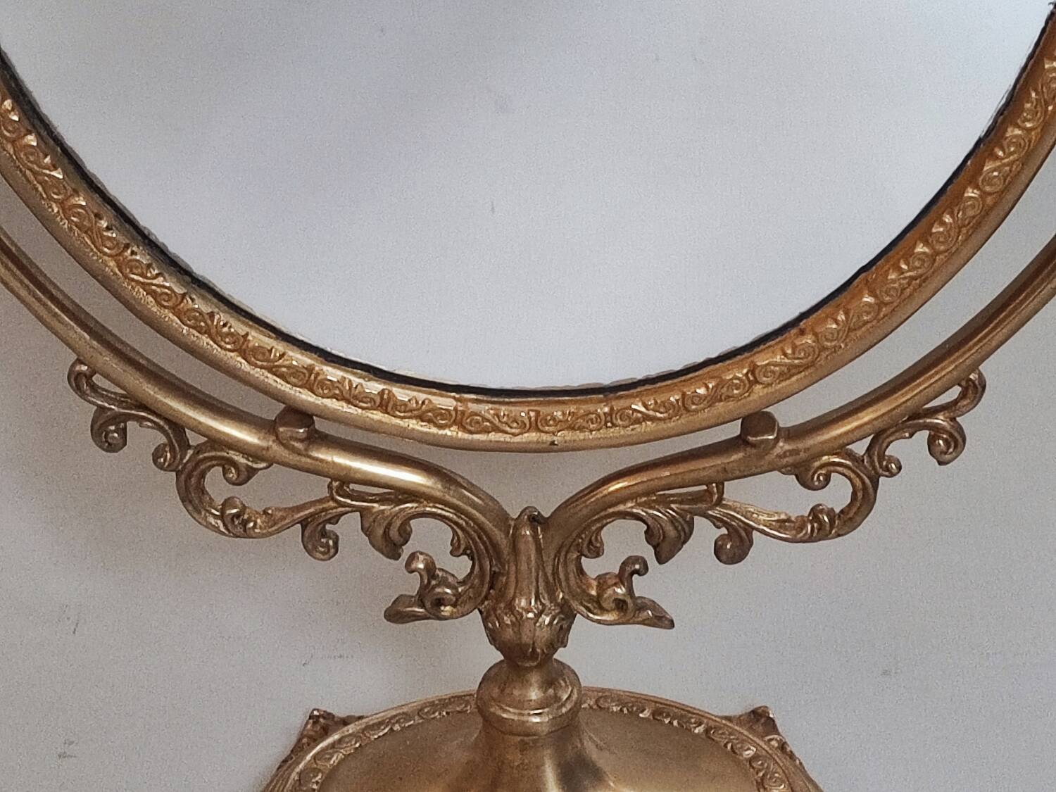 Brass table makeup mirror