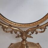 Brass table makeup mirror