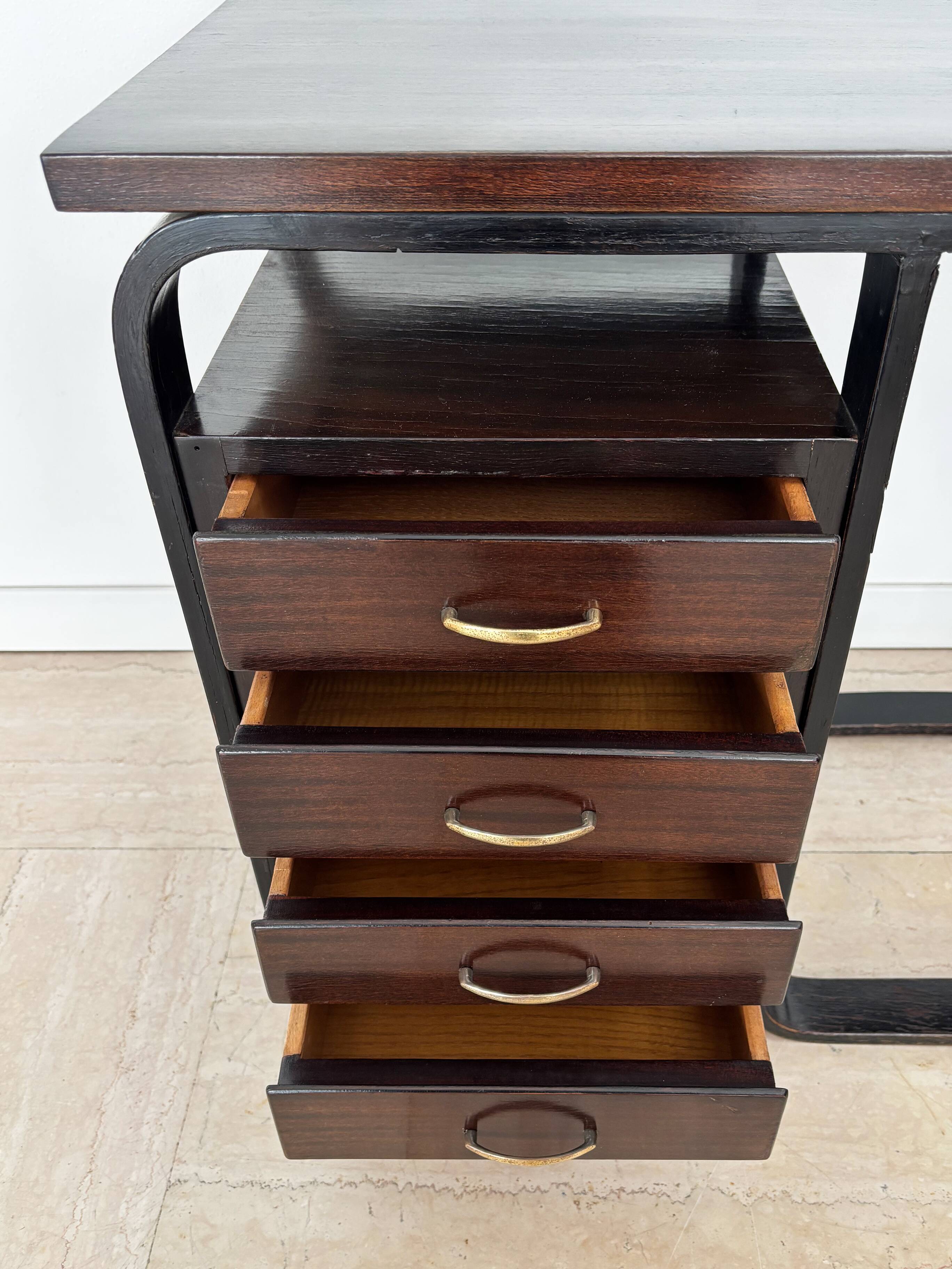 Giuseppe Pagano Pogatschnig Italian Dark Wood Desk for Gino Maggioni, 1940s