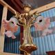 Art Nouveau bronze chandelier with five lights / Nancy school style