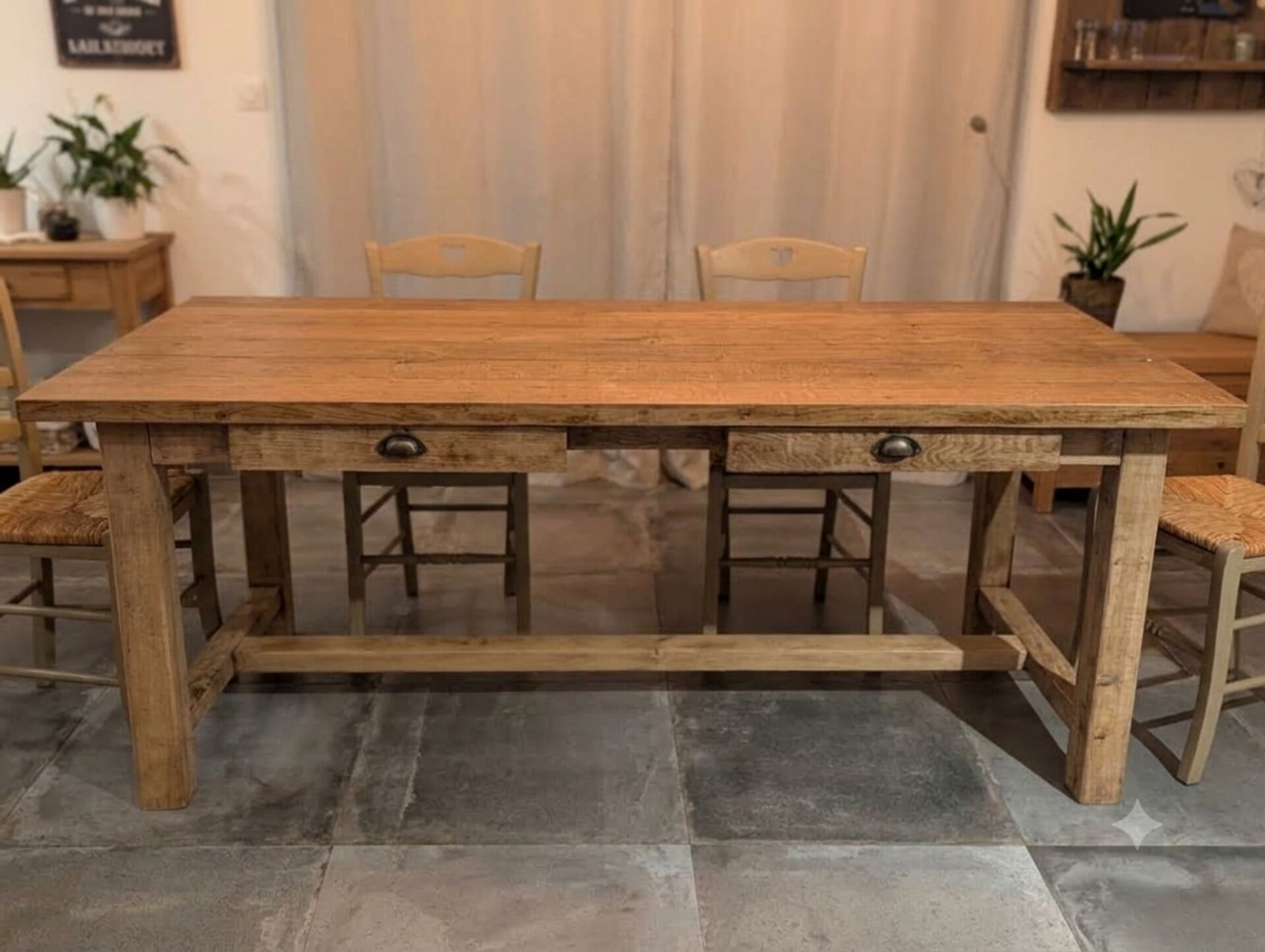 Superbe table de ferme ancienne en chêne massif restaurée – 8 personne