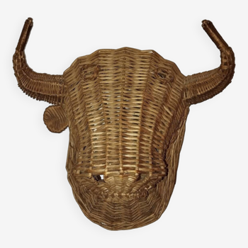 Rattan minotaur bull head from the 50s