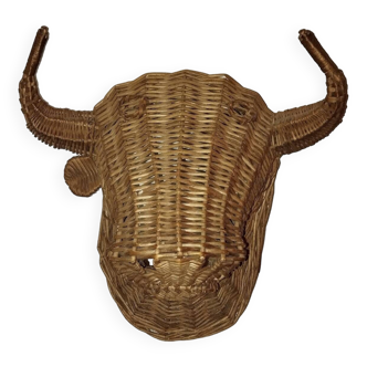 Rattan minotaur bull head from the 50s