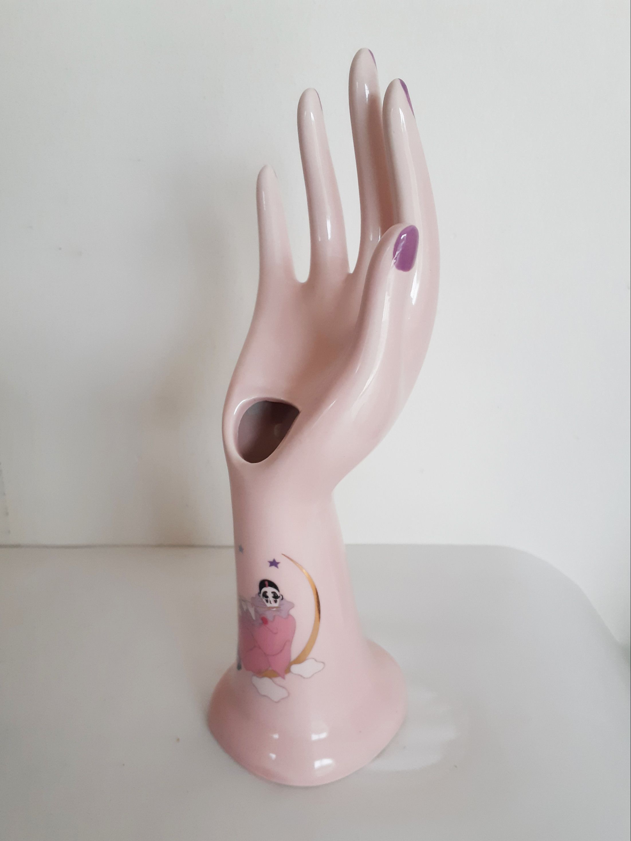 Hand wear pink jewelry , Pierrot, soliflore, vintage French, 50s