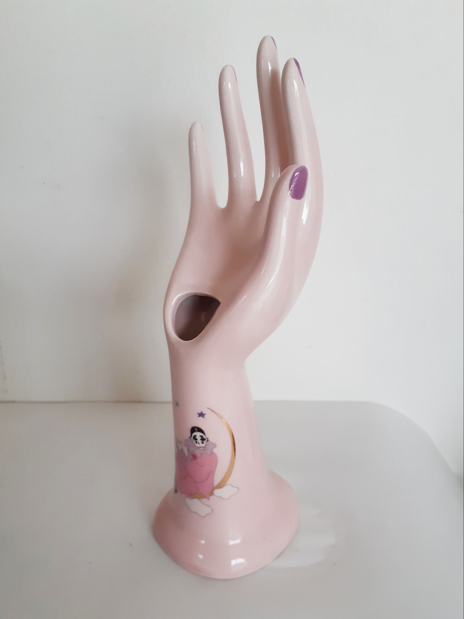 Hand wear pink jewelry , Pierrot, soliflore, vintage French, 50s