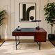 French modernist desk from the 1950s with 2 drawers, 1 cabinet, and 1 container.