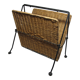 Vintage magazine rack in metal and wicker
