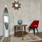 Table basse ronde vintage en chêne clair