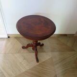 Side table - Tripod pedestal table - marquetry - Louis Philippe - mahogany stain