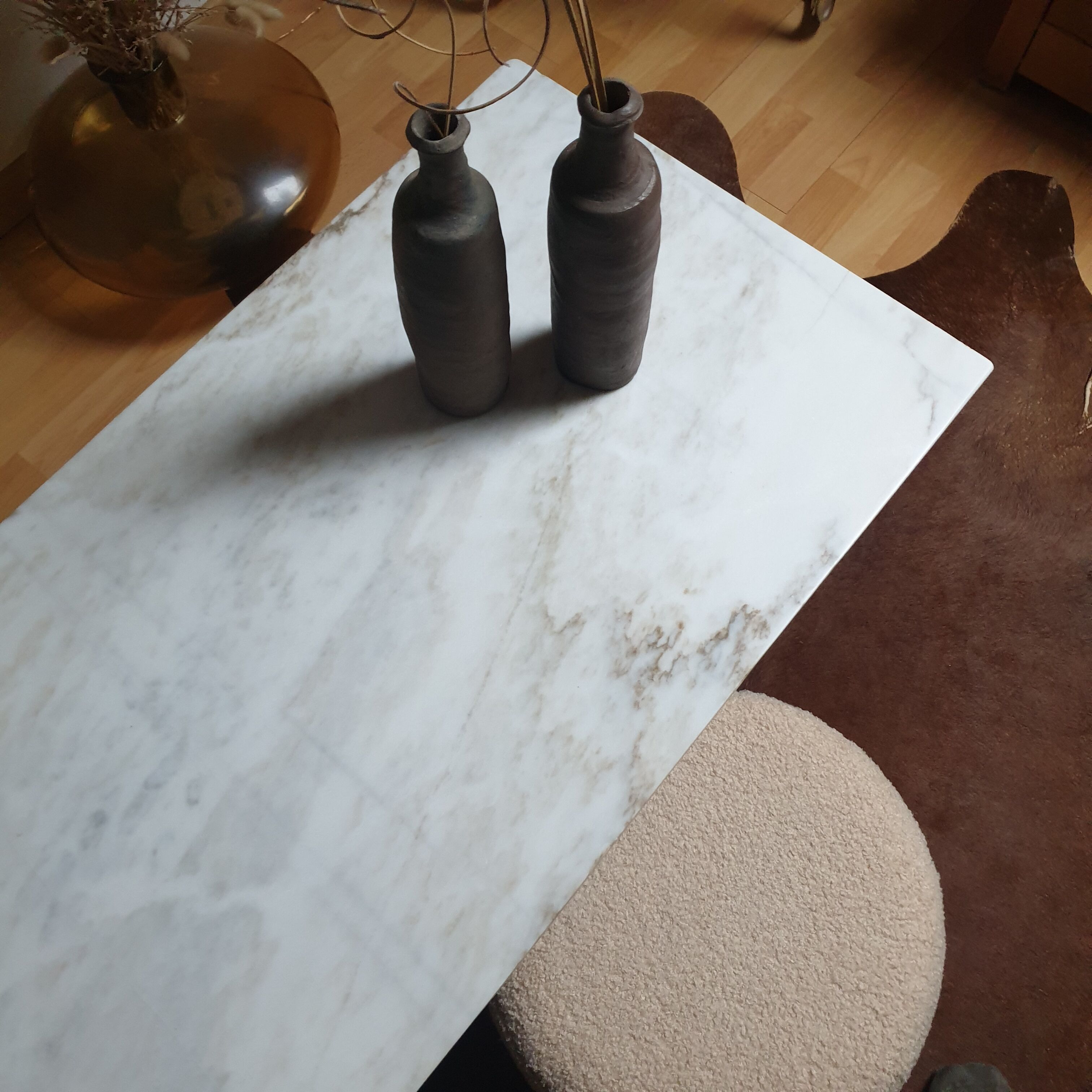 Vintage Carrara marble coffee table