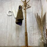 Vintage rattan coat rack