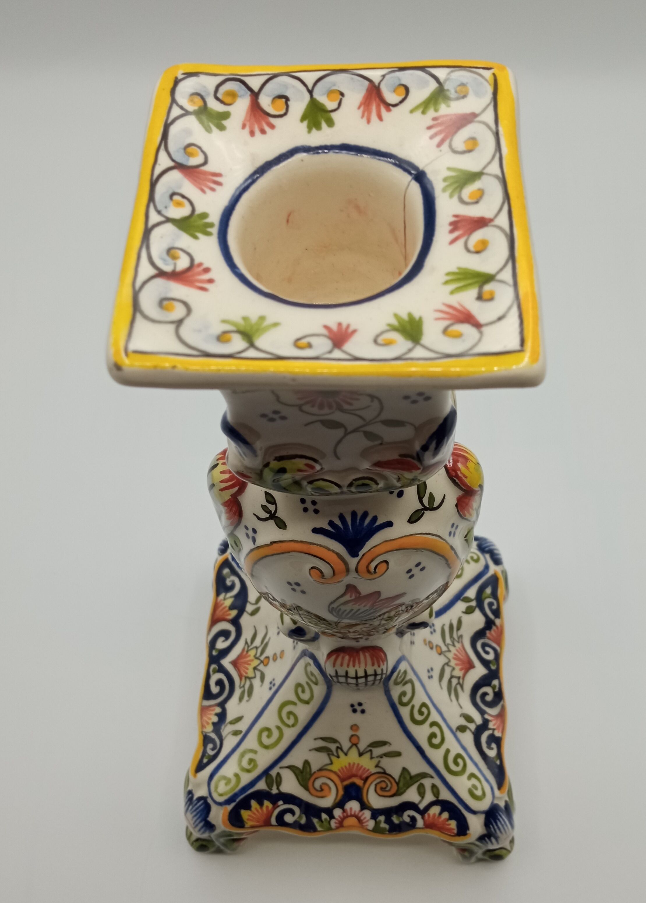 Pair of candlesticks in faience