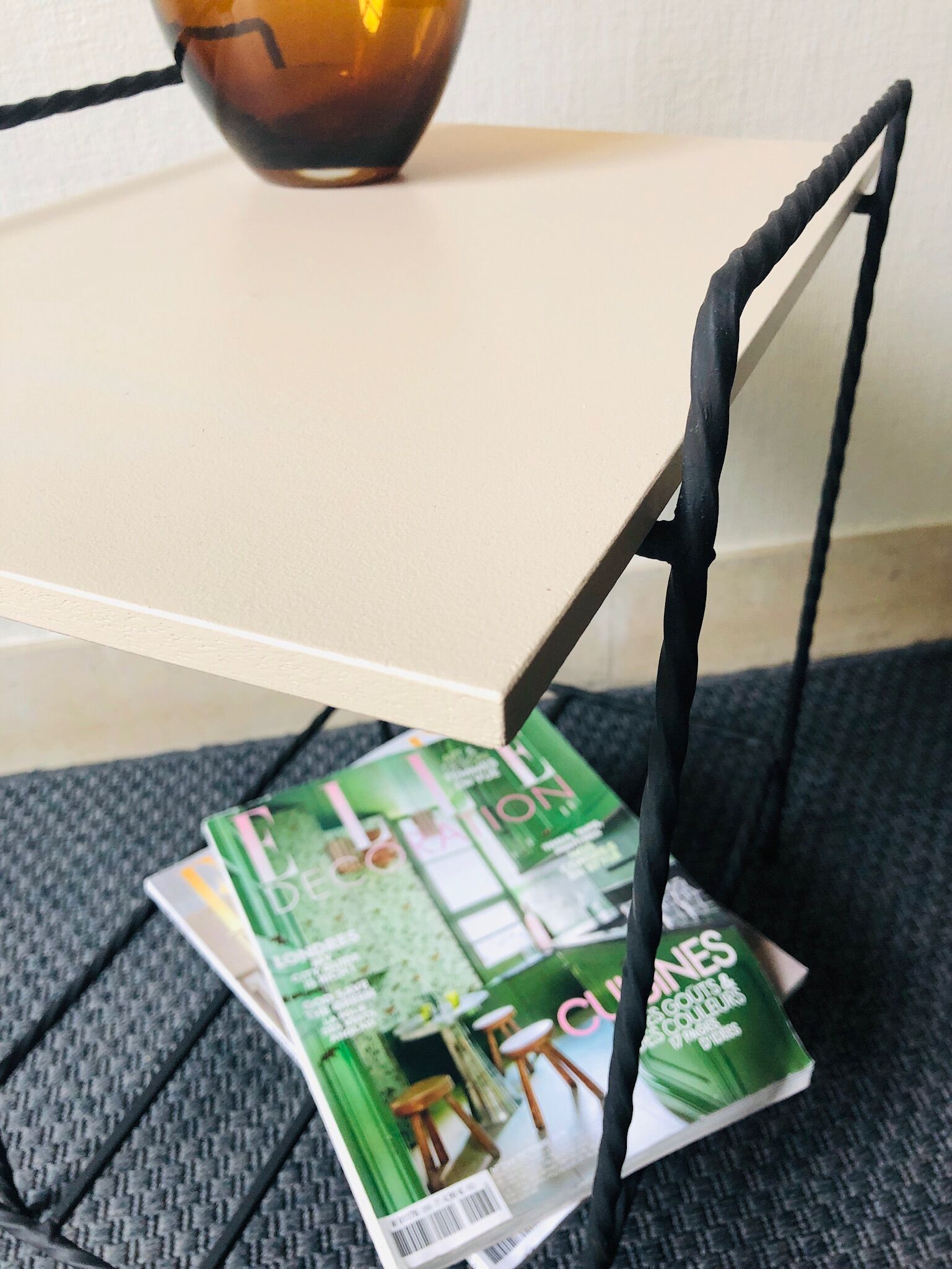 Metal and wood side table