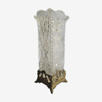 Crystal vase and bronze mount