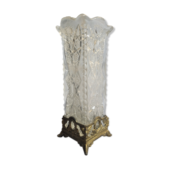Crystal vase and bronze mount