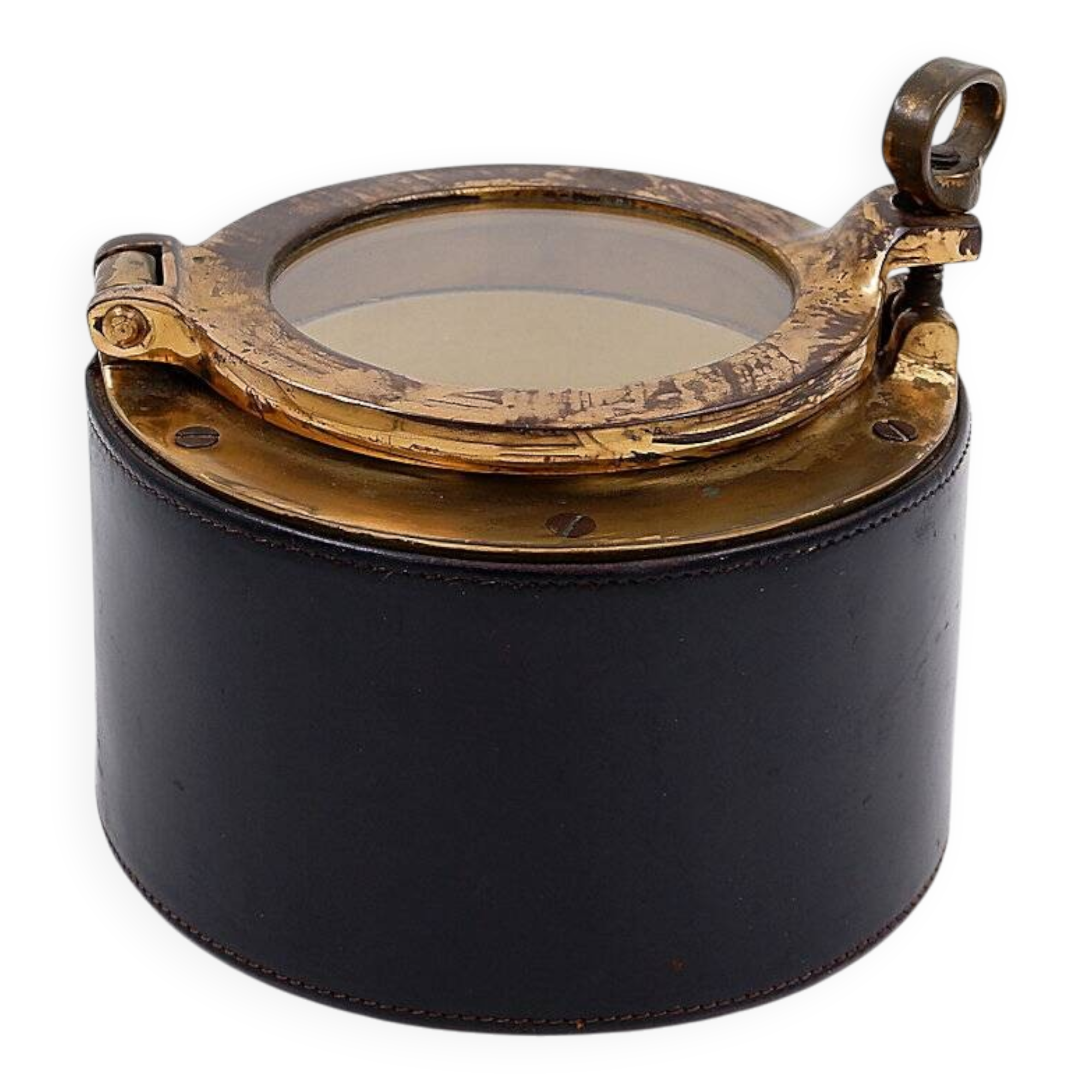 Vintage Dunhill Leather and Brass Cigar Humidor, 1960s