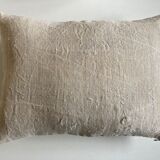 Coussin en chanvre de ferme 19e dos de vieux lin 40cm x 30cm