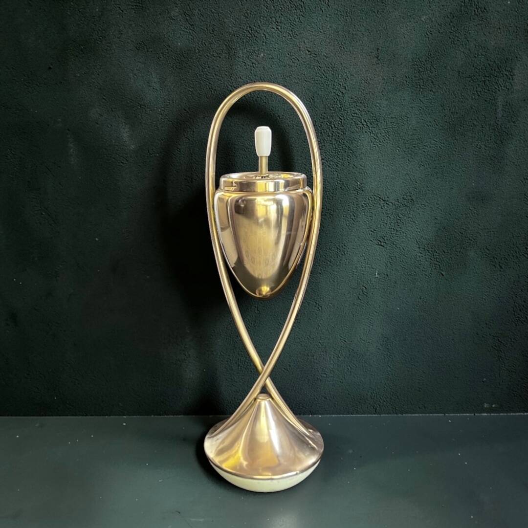 Space Age pivoting floor ashtray in anodised gold aluminium – Mettawa