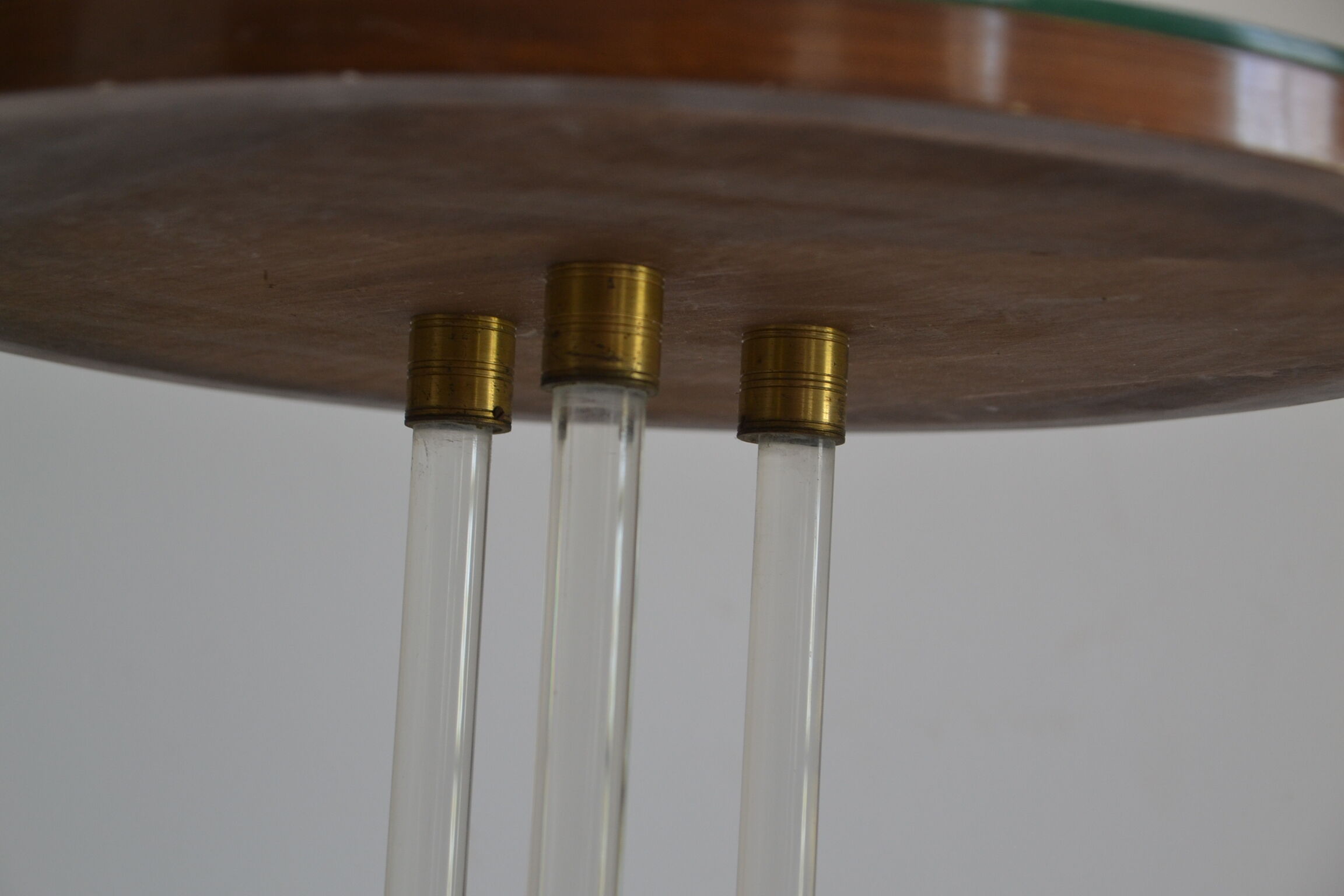Art deco pedestal wood, glass and brass