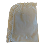 White cotton cushion or pillow case embroidered monogram and ruffle