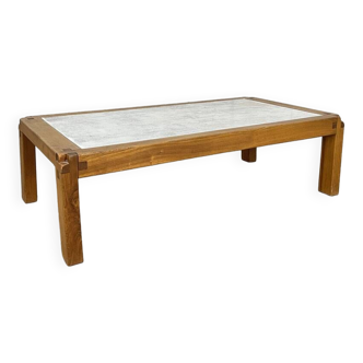 Coffee table in elm and enameled lava Pierre Chapo