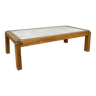 Coffee table in elm and enameled lava Pierre Chapo