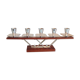 Five-head chandelier in teak and chrome metal Scandinavian style / vintage 60s-70s