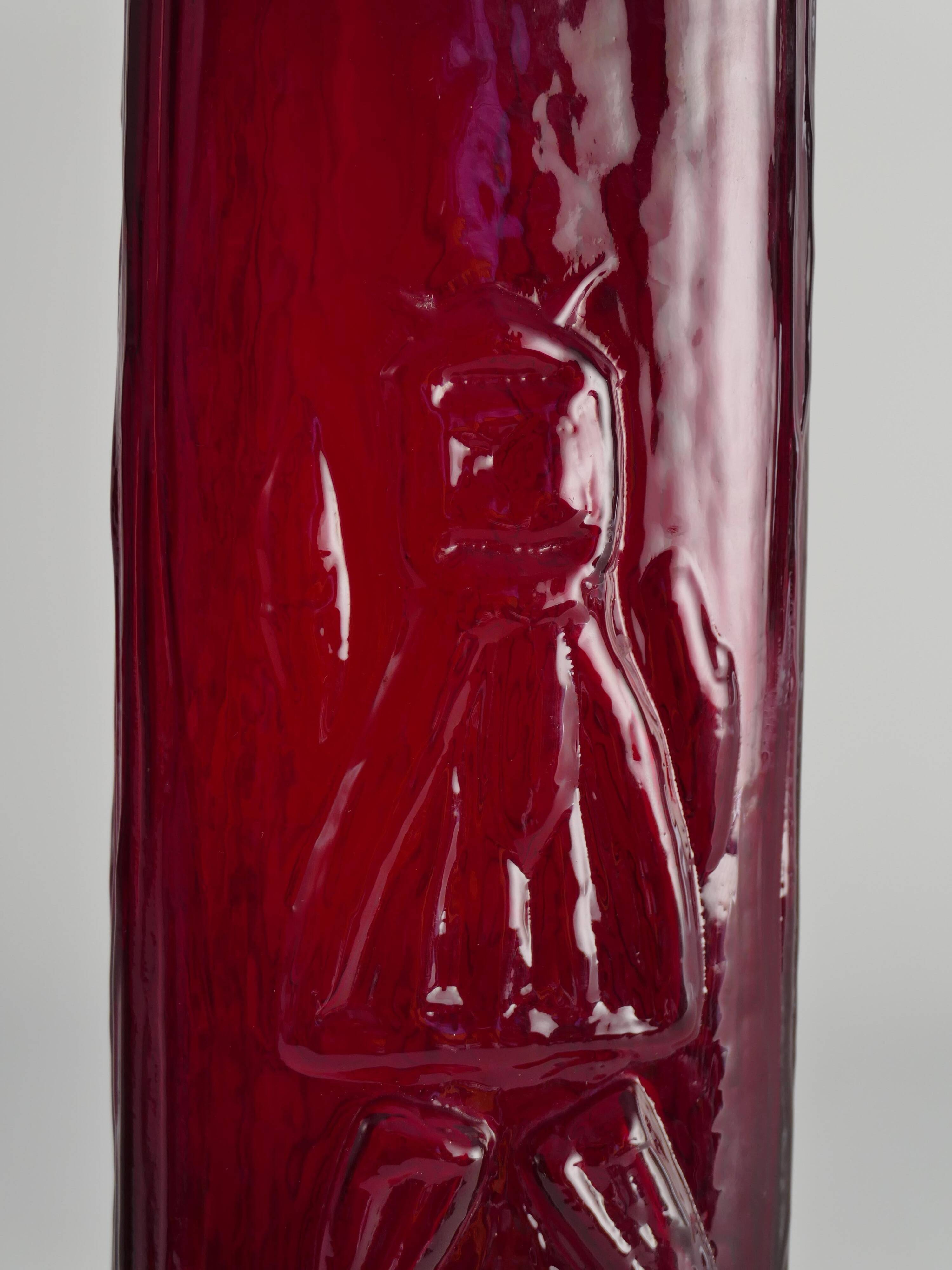 Swedish Red Devil Triangular Glass Vase by Christer Sjögren for Lindshammar