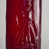 Swedish Red Devil Triangular Glass Vase by Christer Sjögren for Lindshammar